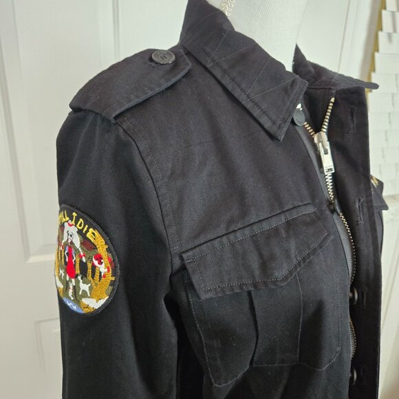 Zadig & Voltaire Kayak Mili Skull Jacket Small Black Goth Grunge Utility - Picture 10 of 16